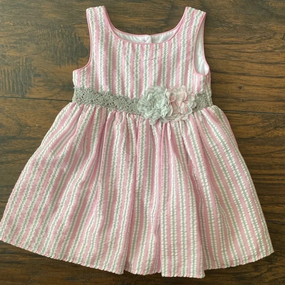 Marmellata Girls, Pink Seersucker Dress, Barbiecore, Size 18M